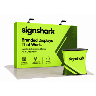 Straight Fabric Backdrop & Podium Display Kit with LED Lights